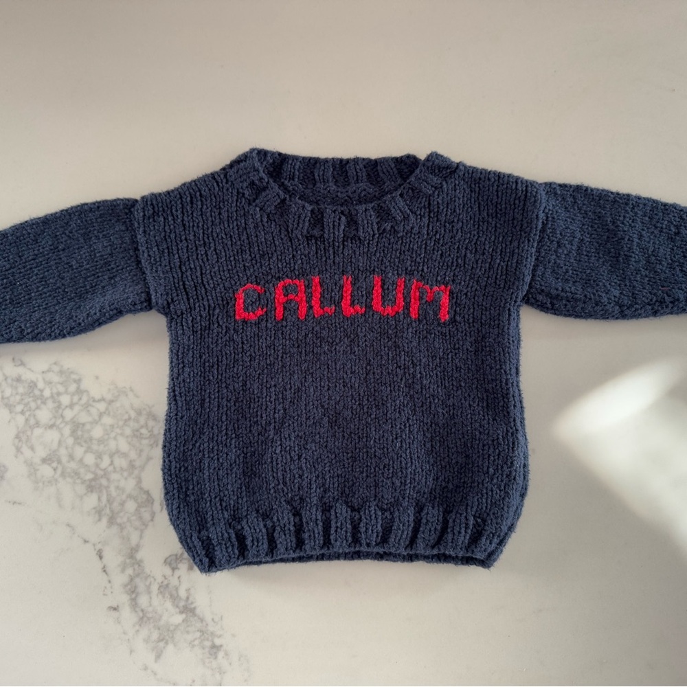 Custom Knit Navy Sweater